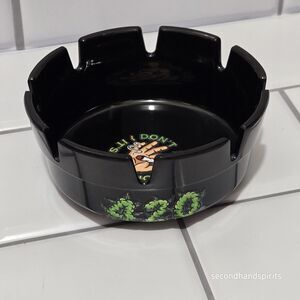 Black Ashtray Round Melamine 4" Hand Decorated 420 Theme